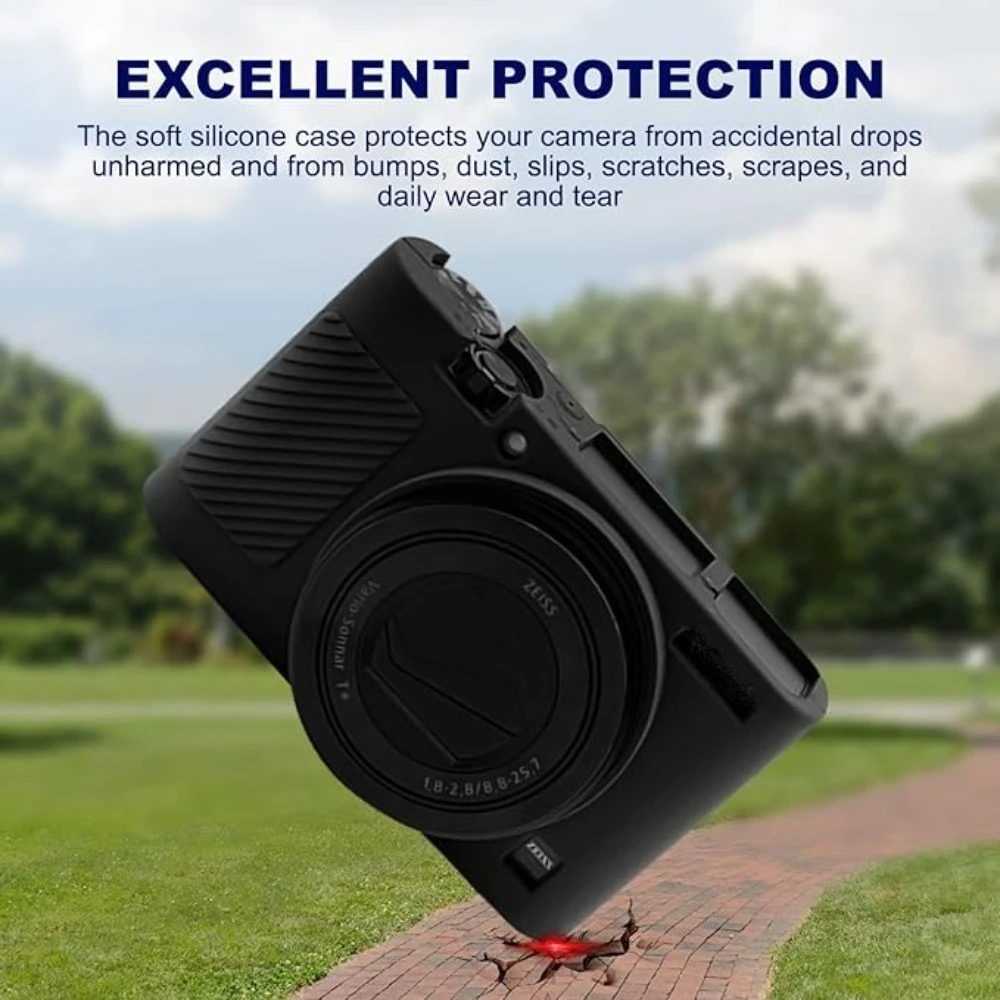 

Case,Soft Silicone Protective Cover Protector Skin，For Sony RX100III IV/ V/ VI / VII , Rubber Body Cover + free tempered film
