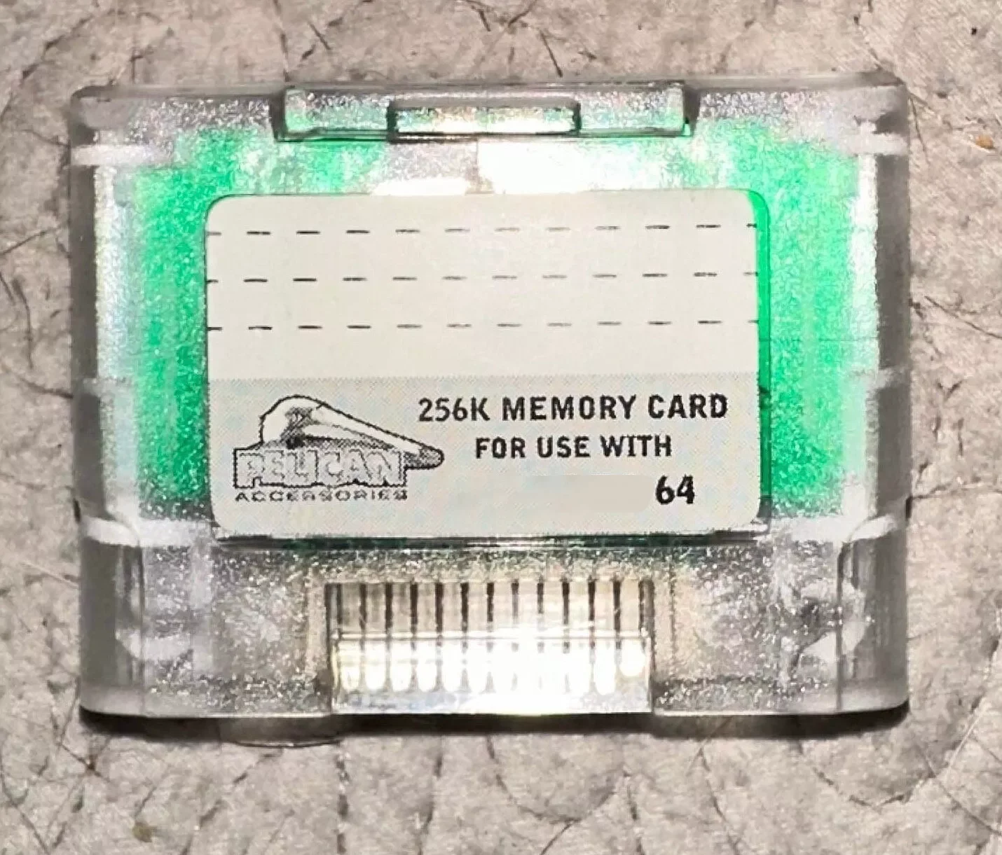 256K Large N64 Nintendo 64 Memory Card Pak Transparent