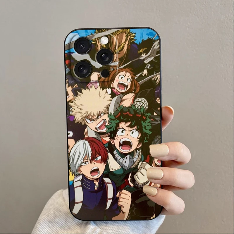 Academia Anime Hero D-Deku For iPhone 15 14 13 12 11 XS XR X 8 7 SE Pro Max Plus Mini Black Soft Phone Case