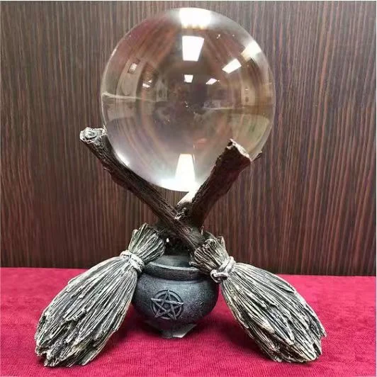 Crystal Ball Pendant Display Rack Resin Broom Tarot Culture