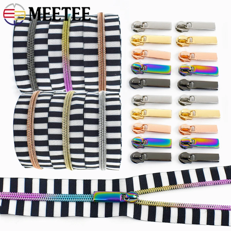 1-5Meters 5# Plastic Zipper for Sewing Bag Nylon Zippers Pulls Slider Garment Decor Coil Zips Heads Repair Kit DIY Accessories