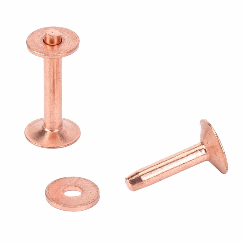 GTBL 2X Red Copper Rivet And Burr With Burr Setter Copper Rivet Fastener Install Setting Tool And Hole Punch Cutter