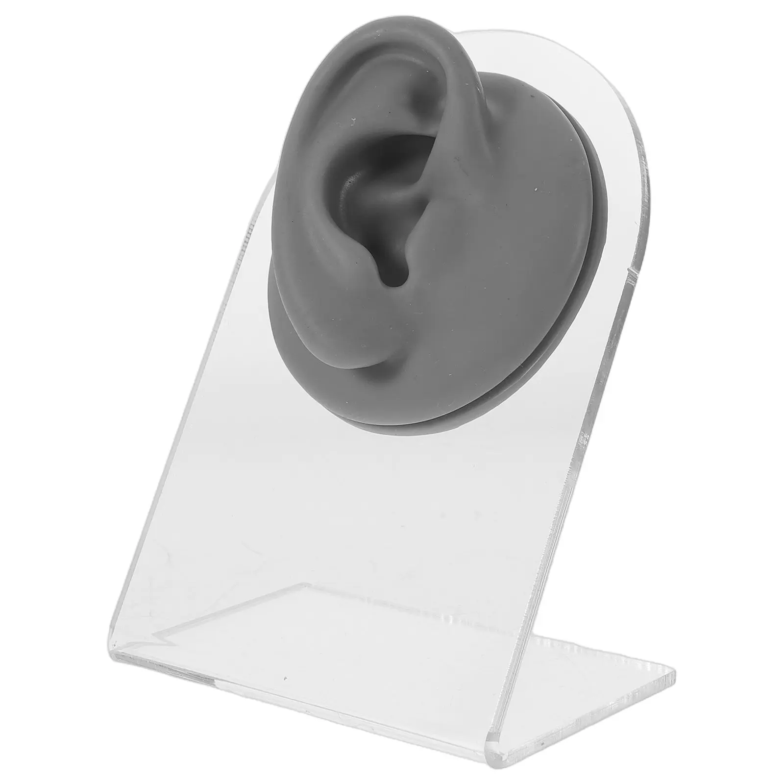 Silicone Artificial Ear Left Side Piercing Practice Jewelry Display Stand Flexible Soft Fake Ear for Earring Storage Training