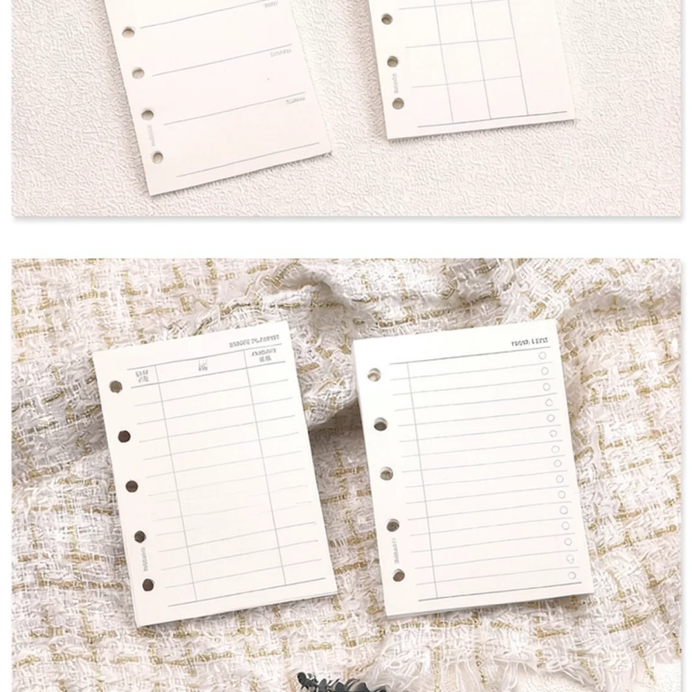 5 Hole A8 M5 Refill Paper Sheets For Mobense Planner Diary Filler Pages Grid Blank Daily Schedule Monthly Organizer Paper