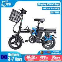 DEEPOWER K306 Electric Bike 400W 48V 22AH Folding Electric Bicycle With Basket Mini Ebike for Urban Commuter Lightweight Bicycle