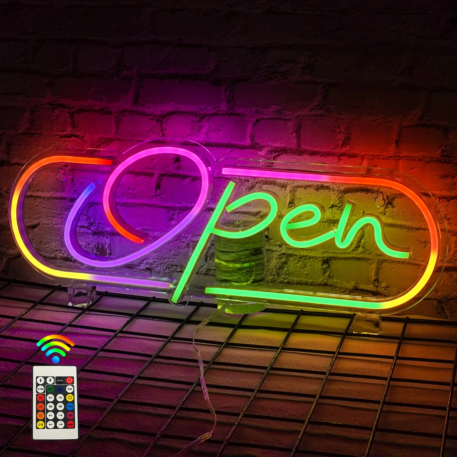 

LED Open Sign Color Changing Flashing Modes RGB Open Signs for Business Bar Restaurant Hotel Storefront Window Neon Sign