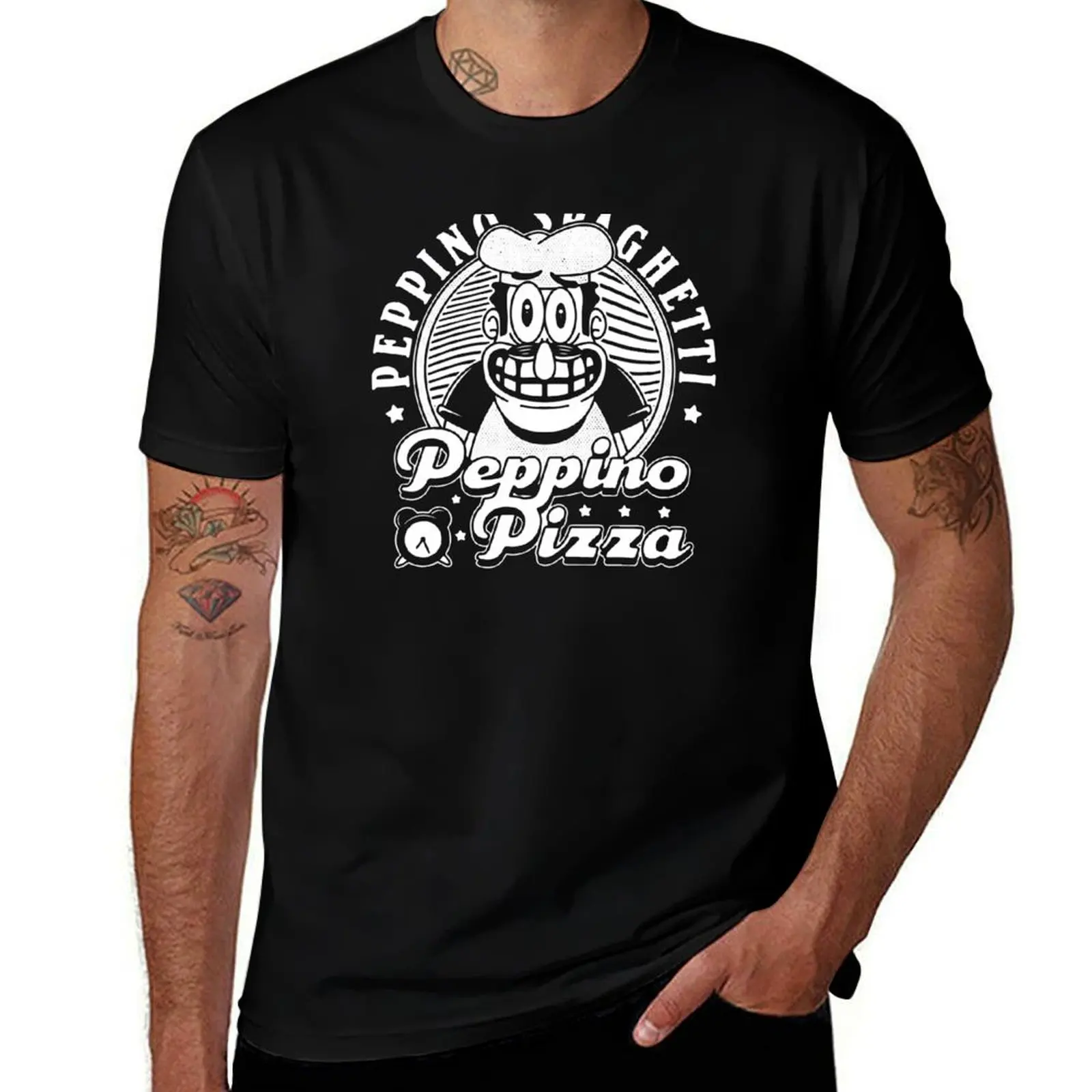 Peppino Pizza Crest T-Shirt Active Sports Short Sleeve Cotton Shirt T-Shirt