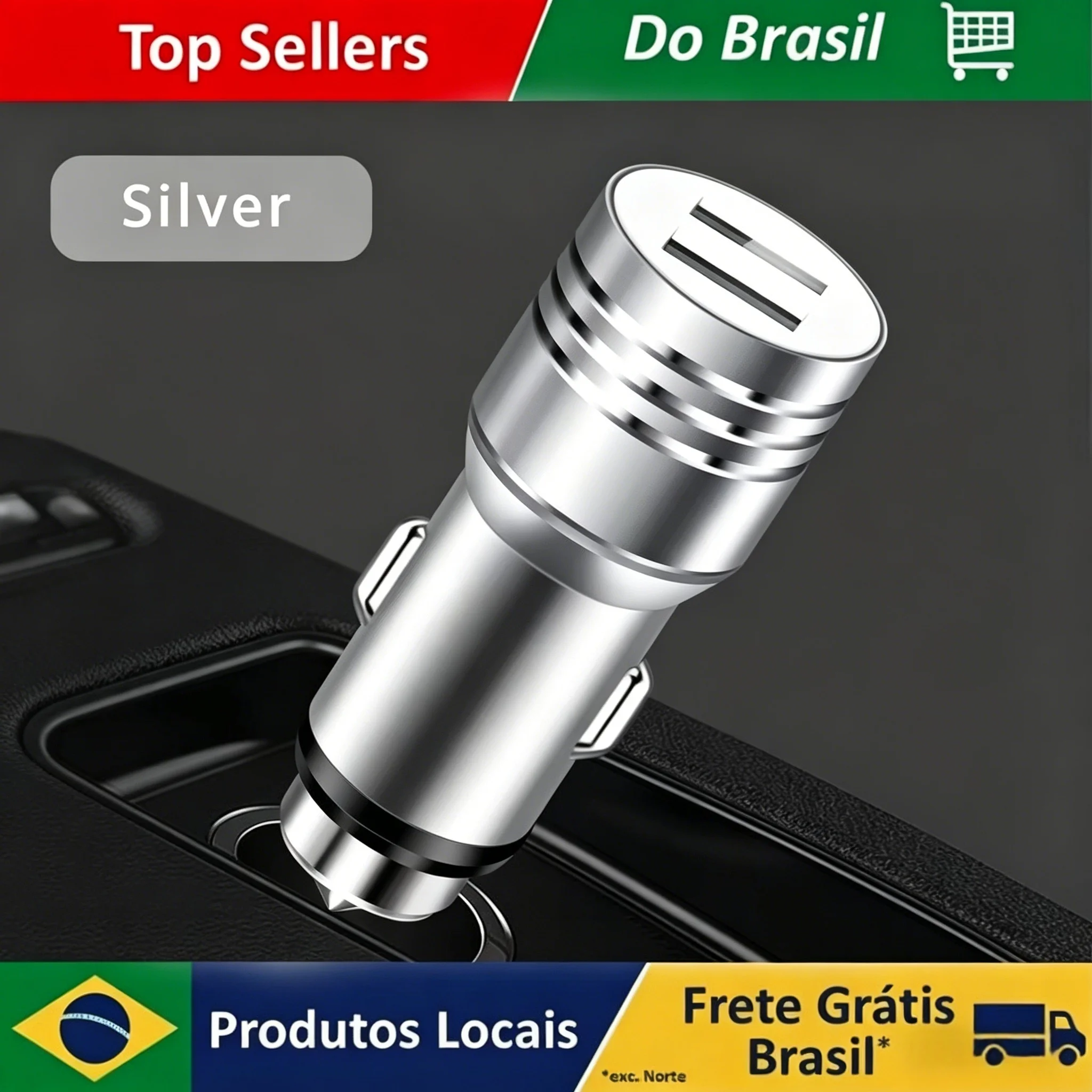 Carregador USB para carro, dispositivo móvel, universal, 2 portas, adaptador de carregamento rápido