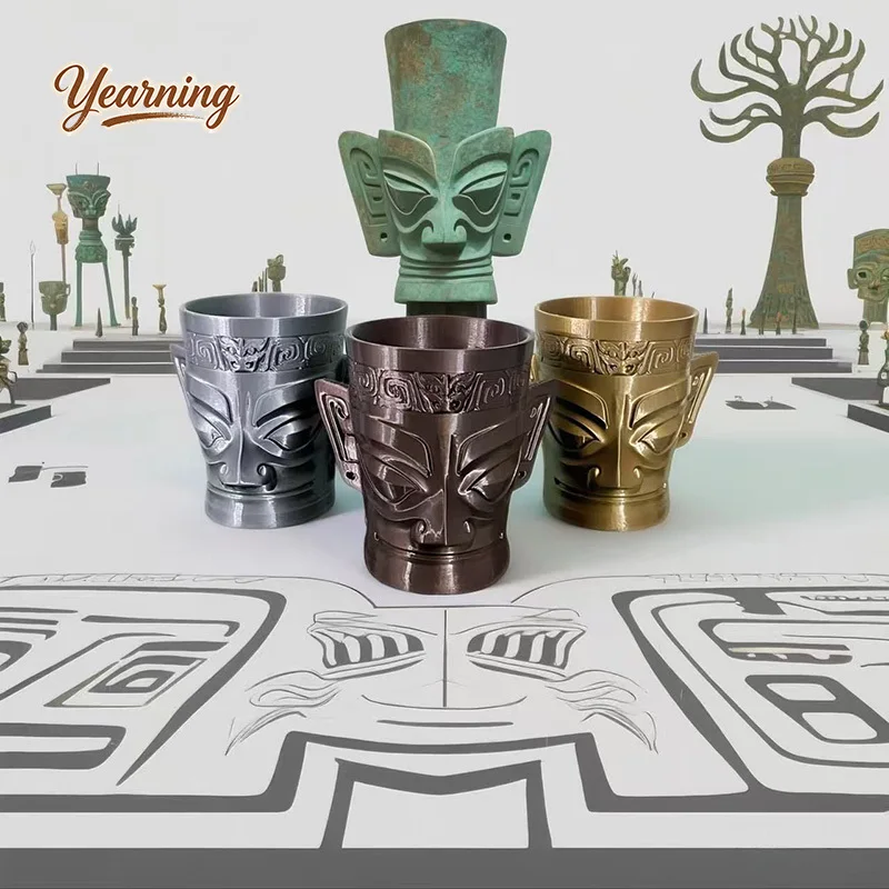 

3D Printed Sanxingdui Desktop Pen Holder 2 in 1 Storage Organizer Vintage Office Desk Decor Bestseller