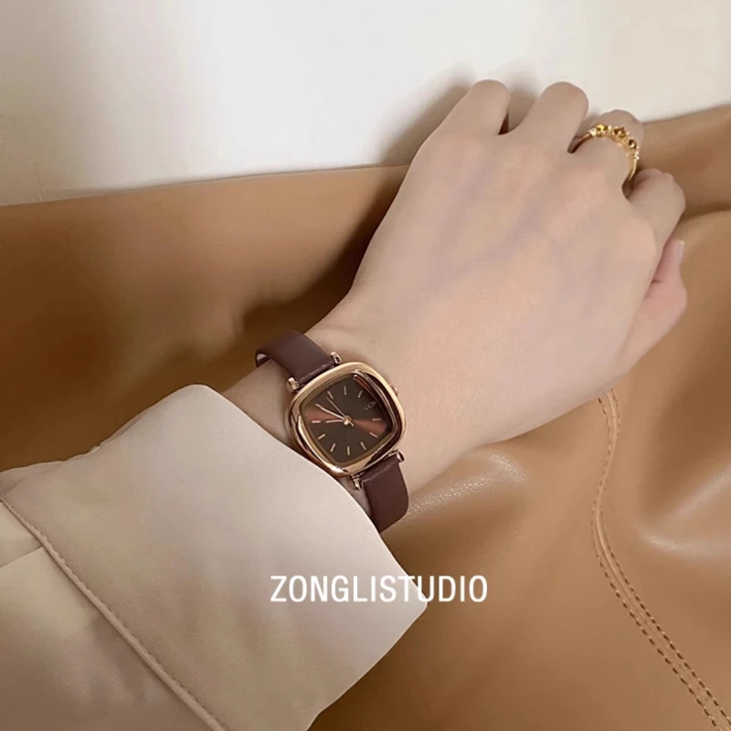 2025 New Women Quartz Watch Fashionable Square Leather Casual Minimalist Style Rose Gold Watch Girls for Watch