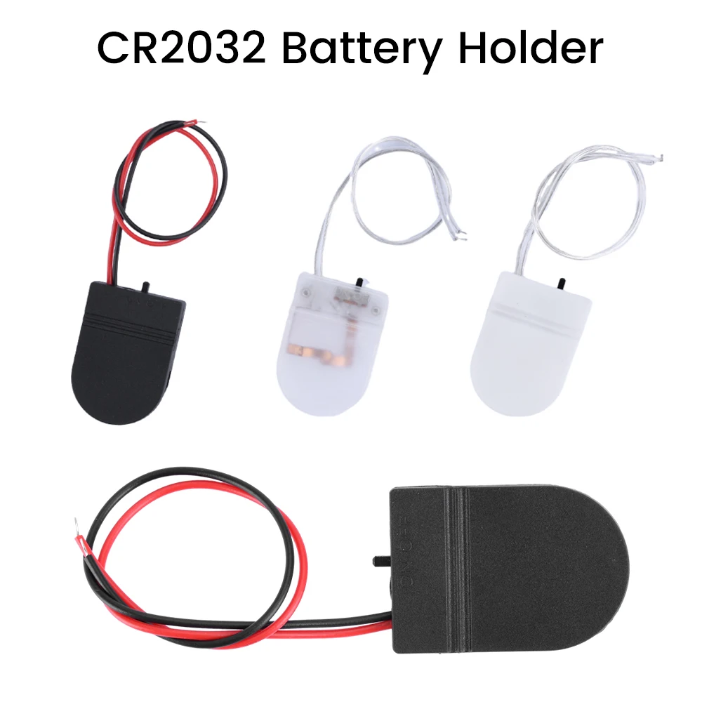 5pcs CR2032 Button Battery Holder White Black Transparency Cell Battery Holder Case Cover With ON-OFF Switch