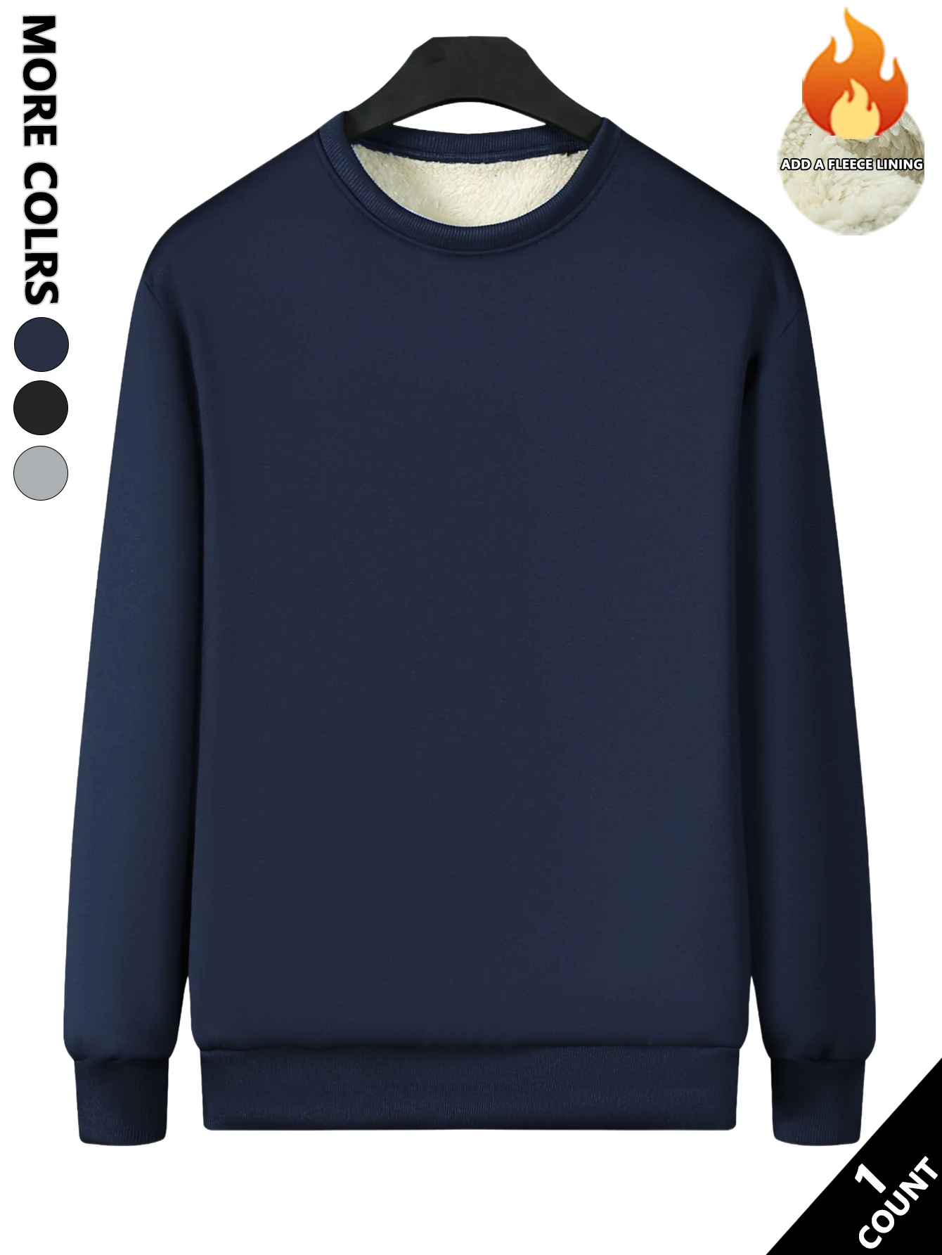 سويت شيرت رجالي عالي الجودة من صوف الخروف بلون سادة مع نسيج صوف ناعم ورقيق، مقاوم للبيلينغ، سهل العناية، مناسب للطبقات أو الارتداء بمفردها، مثالي لفصل الشتاء