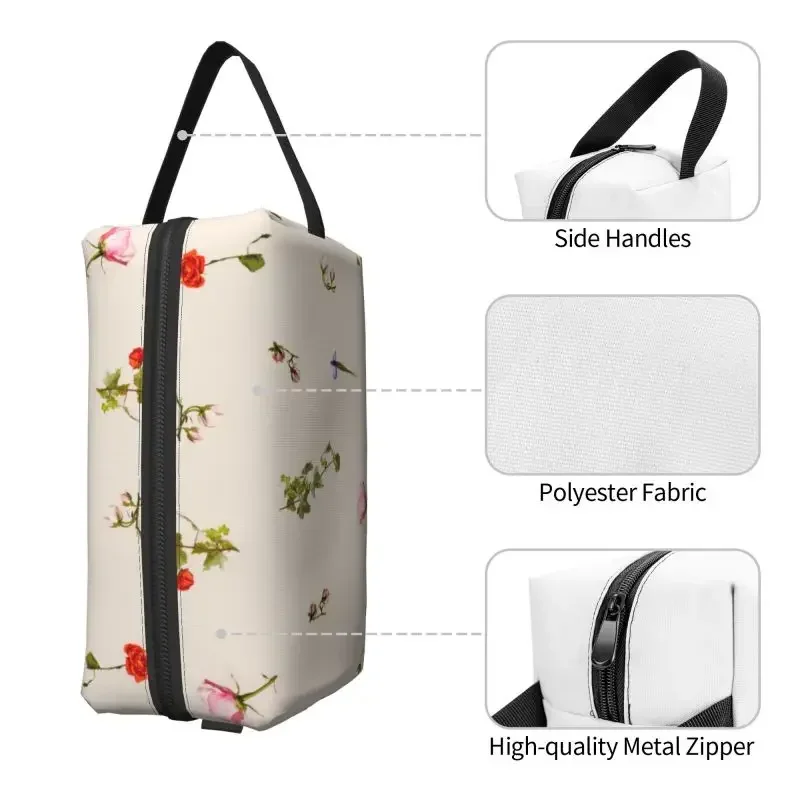 Flora Print Waterproof Cosmetic Bag Skincare and Bathing Storage Bag Portable Travel Makeup Bag Large Capacity Toiletry Bag