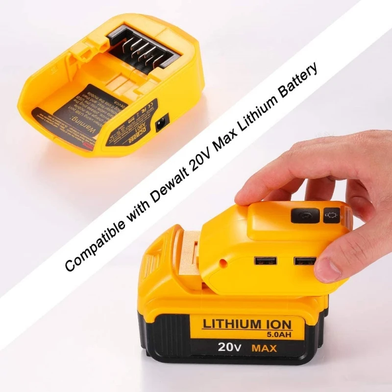 USB Converter Charger Suitable For DEWALT 14.4V 18V 20V Lithium-ion Battery Converter DCB090 USB Device Charging Adapter Power