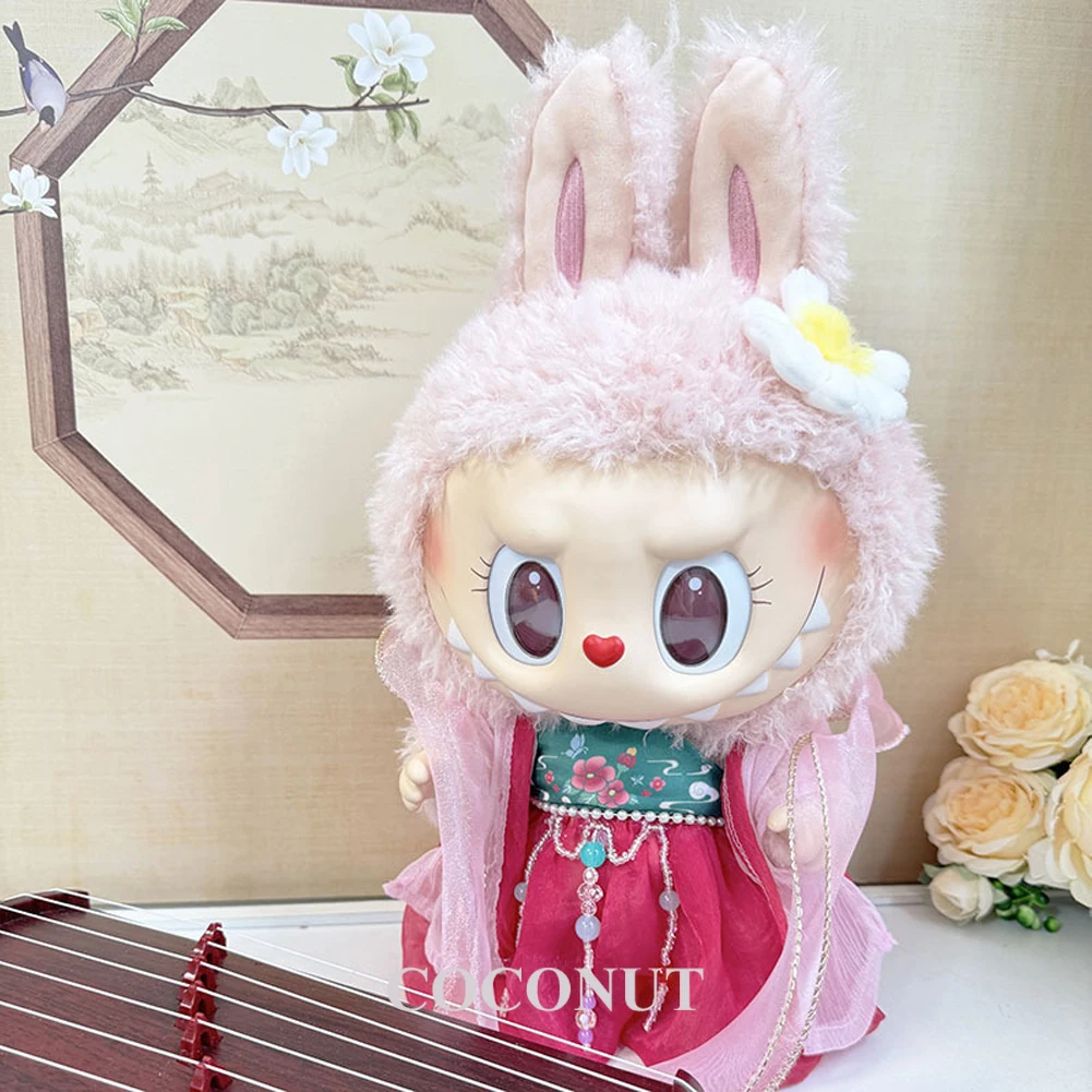 Elegante Hanfu-jurkset voor 38 cm Labubu-pop, modieuze knuffelkleding en accessoires