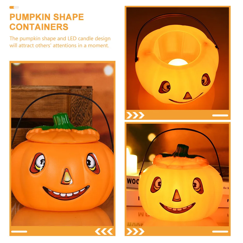 

1Set Halloween Pumpkin Candy Bucket LED Plastic Trick Or Treat Bucket Party Candy Container