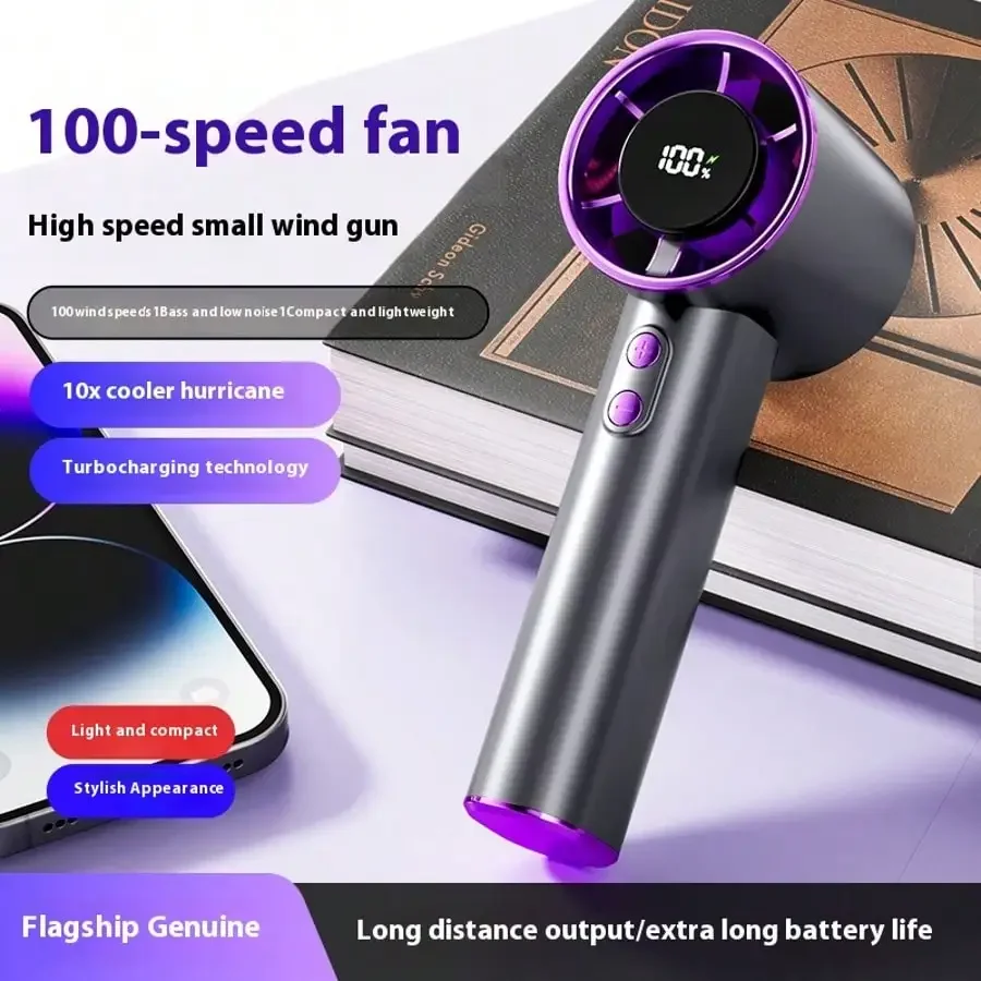 Portable Handheld Mini Fan, Adjustable Personal Air Cooler With Digital Display, USB Rechargeable Pocket Fan Perfect