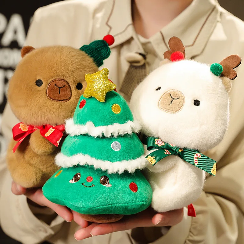 Poupées en peluche de la série Capybara pour garçons et filles, pomme, arbre de Noël, surprise trois en un, cadeau créatif