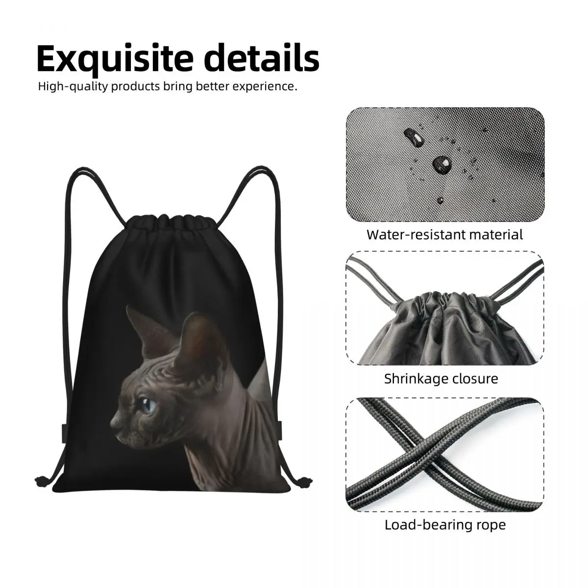 Sphynx Cat Drawstring Bags Men Women Foldable Sports Gym Sackpack Kitten Lover Shopping Backpacks