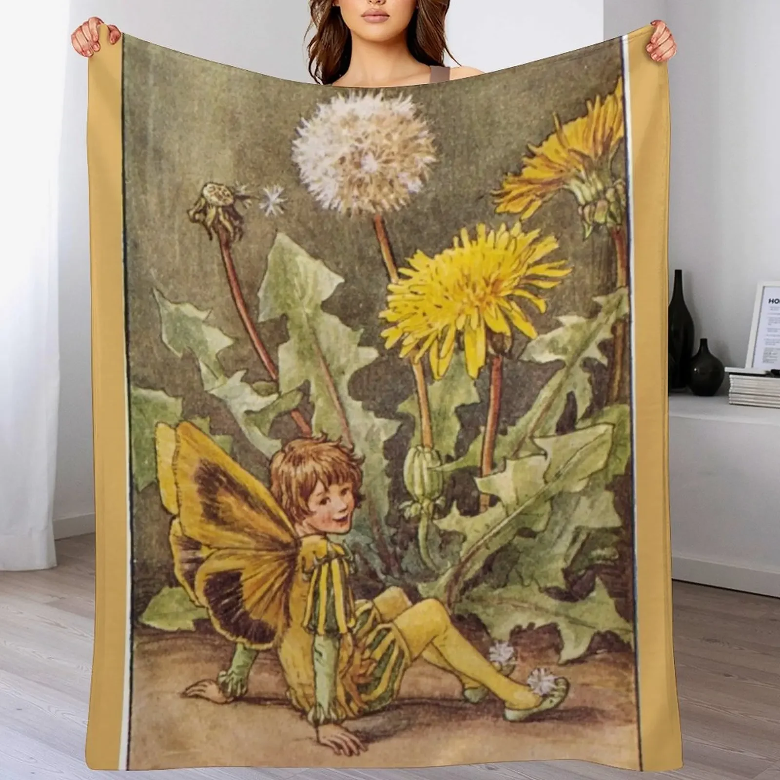 Cicely Mary Barker The Dandelion Fairy Throw Blanket Soft Plush Plaid Shaggy valentine gift ideas Blankets