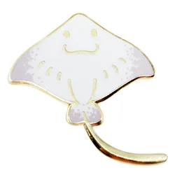 Kawaii Manta Ray Enamel Pin Cute Cartoon Stingray Lapel Pin Funny Sea Creature Jewelry