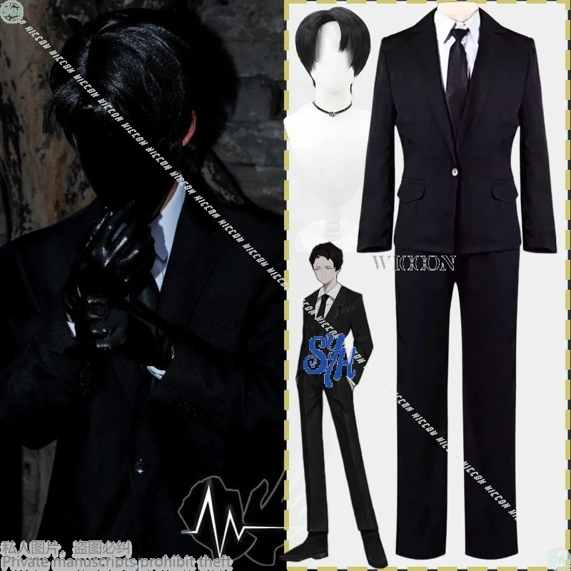 

Аниме-игра Library Of Ruina Косплей Roland 코스프레 Черное пальто Брюки Галстук Ужас Маска Перчатка Хэллоуин Рождественская вечеринка Ролевая игра Cos