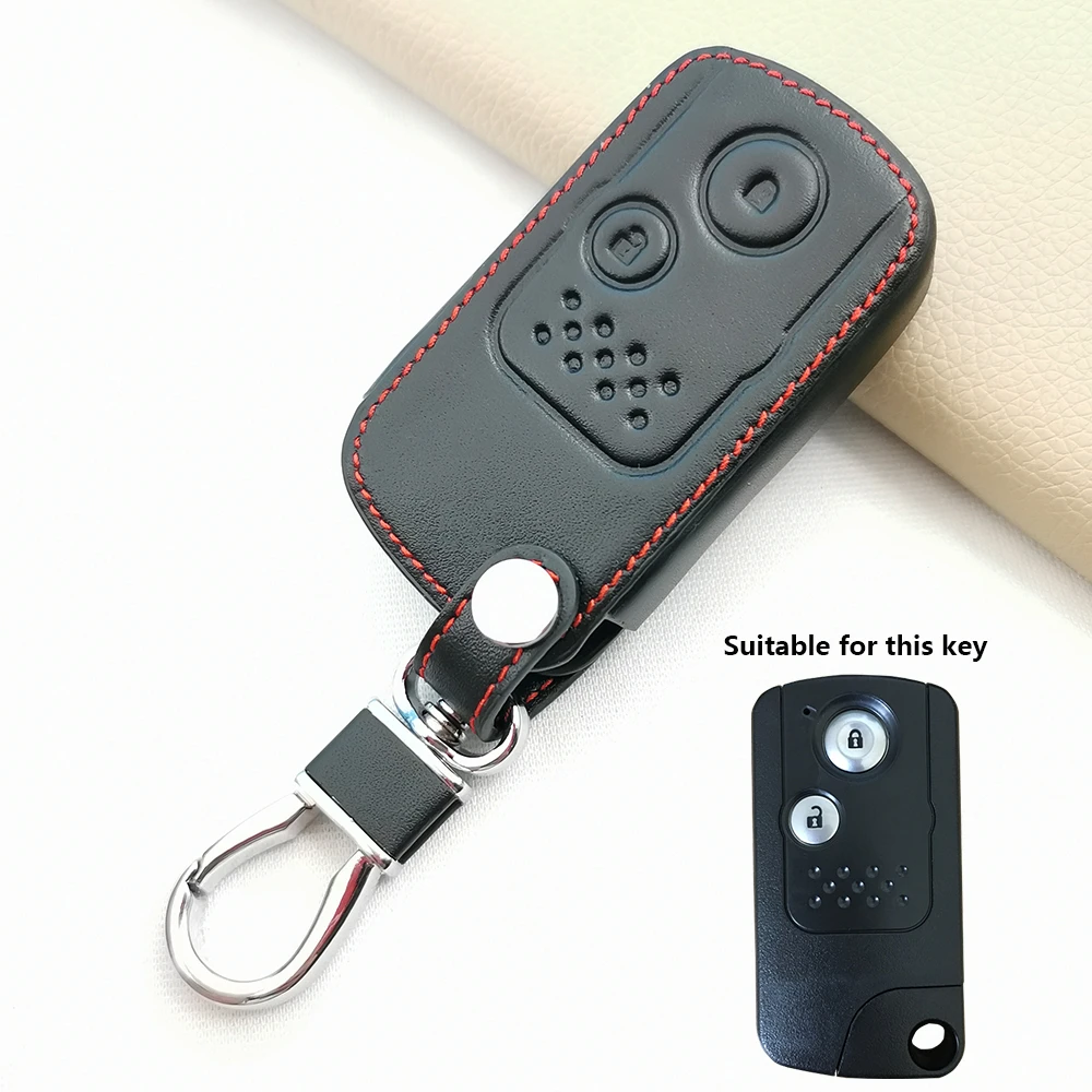 100% Leather Key Chain Cover Case Holder for Honda Accord Civic CRV HRV Pilot Insight Jazz Fit Freed Odyssey Vezel Protect Shell