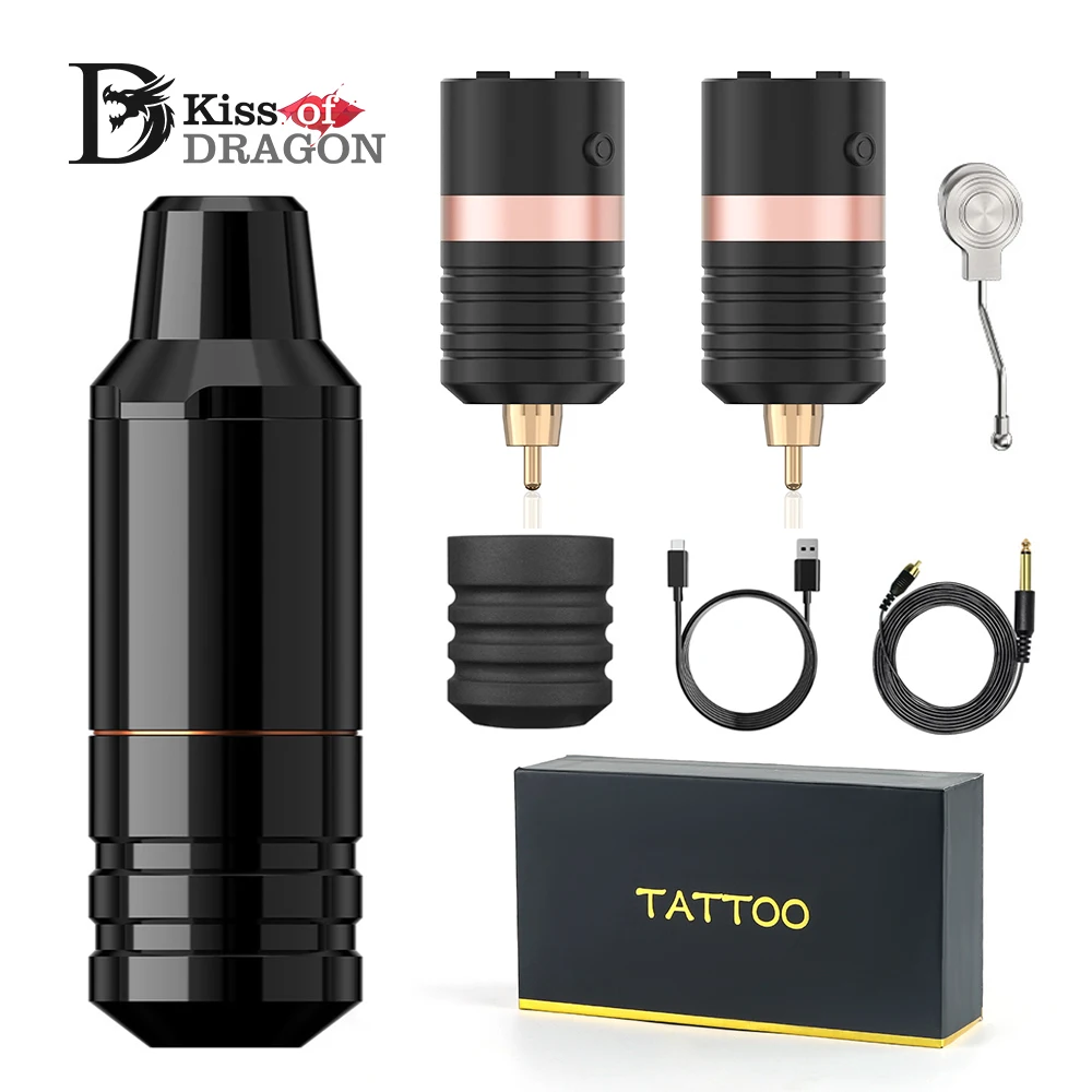 

Kiss of Dragon Brushless Motor Rotary Tattoo Machine with Wireless Battery Short Pen 4mm 3.5mm Stroke Professional for Artist