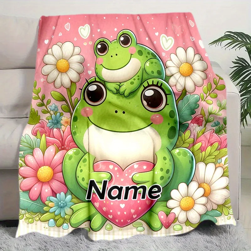 Modern style frog themed personalized blanket machine washable,tear resistant polyester velvet fabric,all season knitted bedding