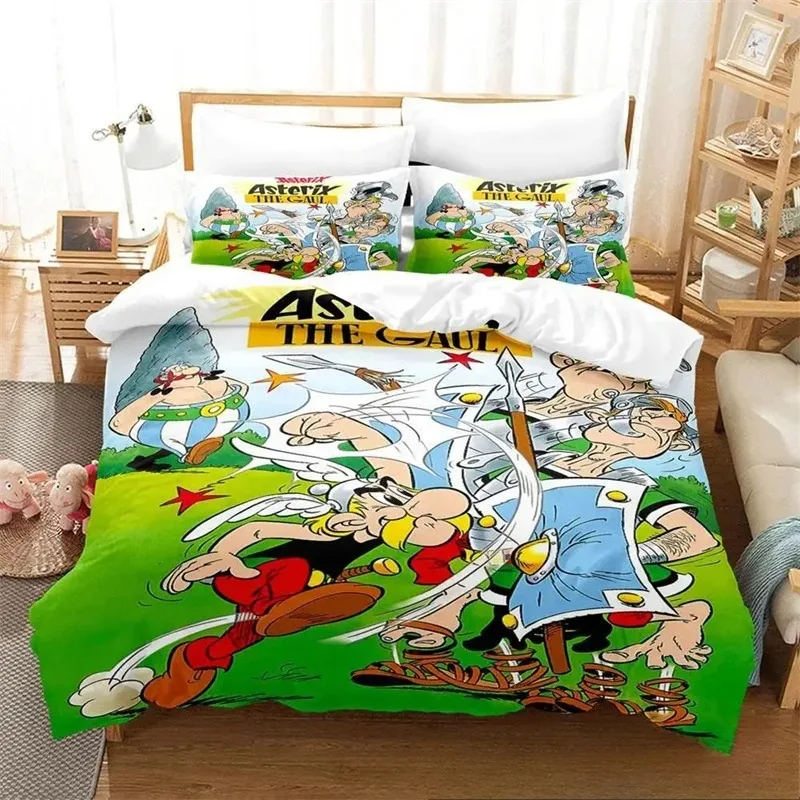 

3D Print Anime Gaul Hero Asterix Bedding Set,Girls Adult Single Twin Queen Size,Duvet Cover Pillowcase Bedding