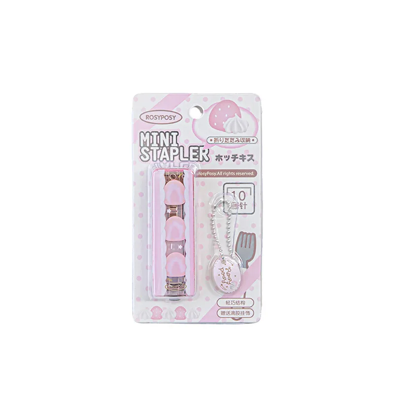 Rosyposy Mini Stapler Cute Cake Shaped Portable Stapler 10 Sheet Capacity For Office School Stationery Supplies