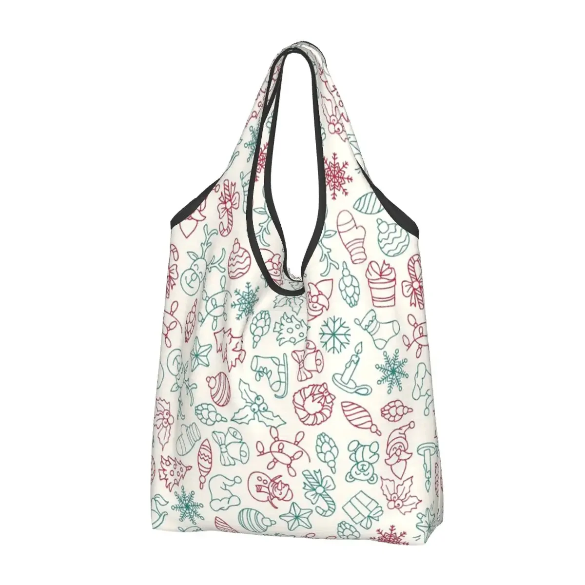 

Merry Christmas and Happy Holidays! Portable Tote Shopping Bags Large Capacity Shopper Bag Groceries Handbag Shoulder Bag