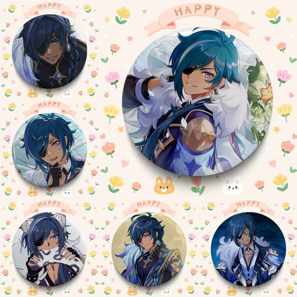 Genshin Game Kaeya Alberich Badges 25 32 44 58 75 Mm Round Cosplay Pin Bag Decor Fans Collect Friends Gifts Brooch Souvenir