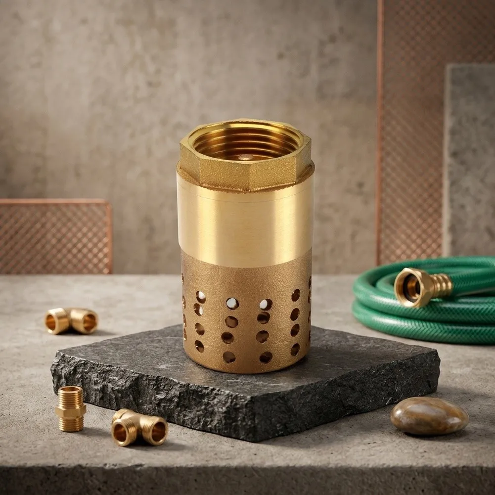 Brass Foot Valve with Stainless Steel Mesh Filter for Suction Line Integration 1 inch NPT Thread Backflow Protection