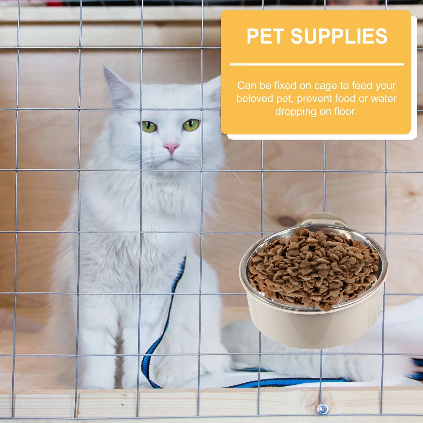 

Hanging Stainless Steel Pet Bowl for Small Dogs Cats Kennel Feeding Water Dispenser Lightweight Easy Cleaning Double Layer