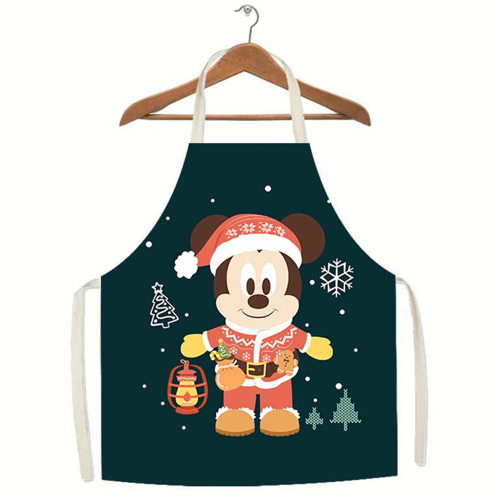 Disney Christmas Apron ‌‌Mickey Print Linen Apron Kitchen Restaurant Waiter Chef Apron Children\'s Bib Anti-fouling