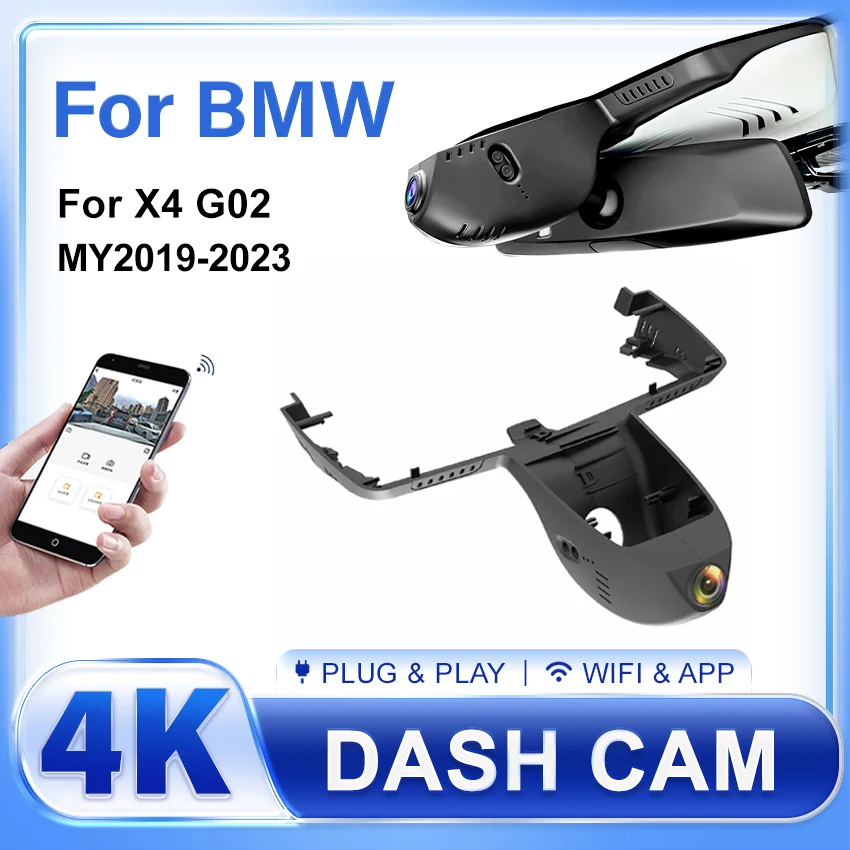 

For BMW X4 G02 2019 2020 2021 2022 2023 Front and Rear 4K 2160P Dash Cam Camera Recorder Dashcam WIFI Car Dvr Recording Devices