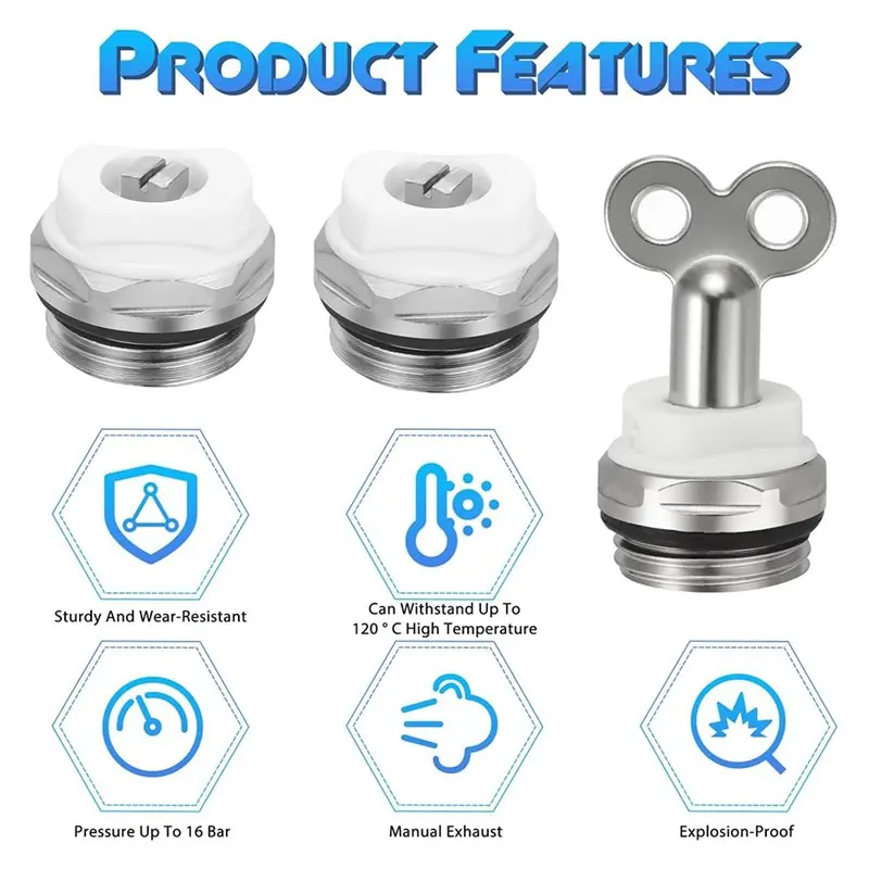 【HOT-SELLING!】5Pcs Radiator Bleed Valve, Radiator Bleed Valve 1/2 Inch With 5 Bleed Keys, Copper Heating Valve, Heating Bleed Ke