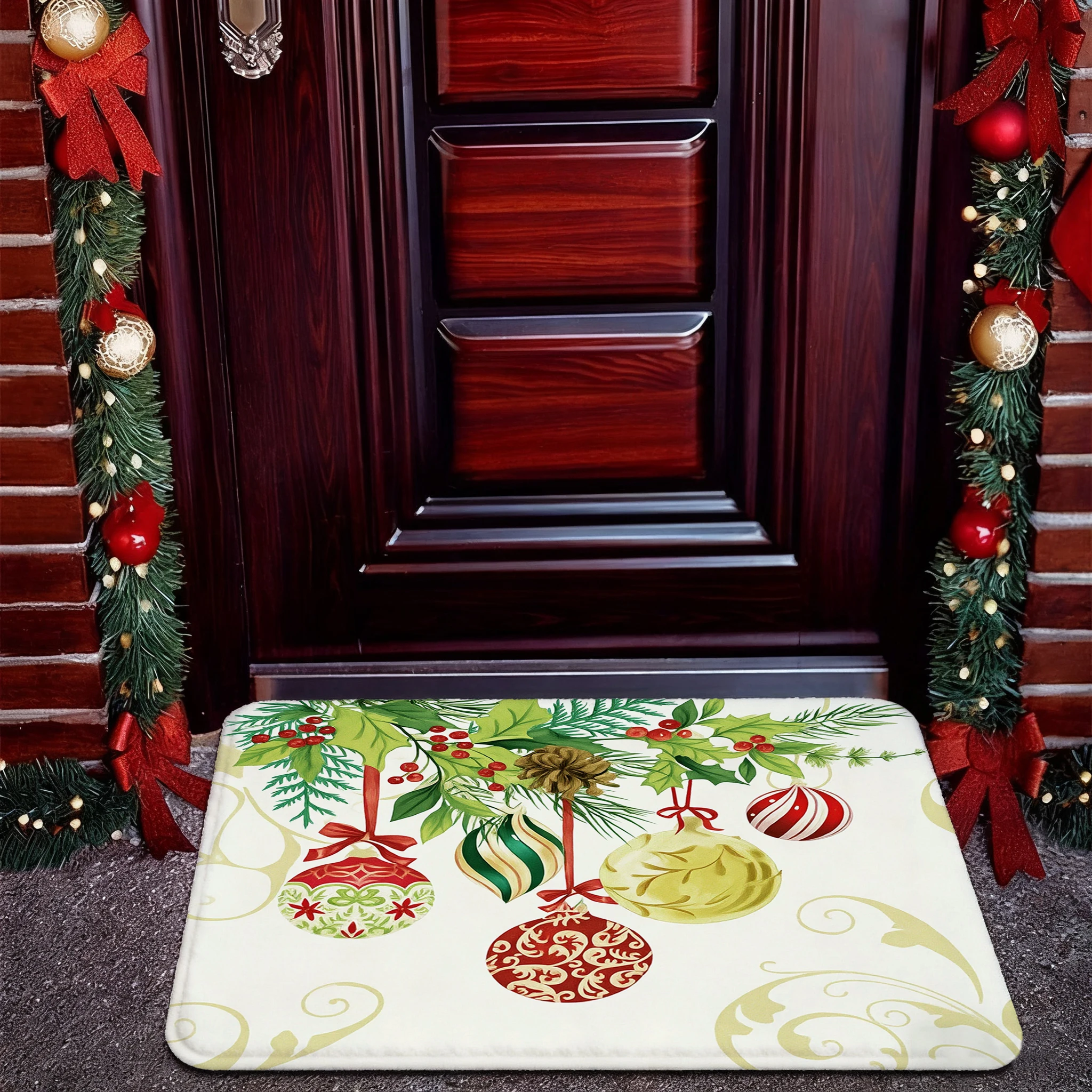 

Коврик на Рождество: праздничный маленький ковер, домашний декор, спальня, гостиная, прихожая, напольный коврик, ковер для кухни, ванной комнаты