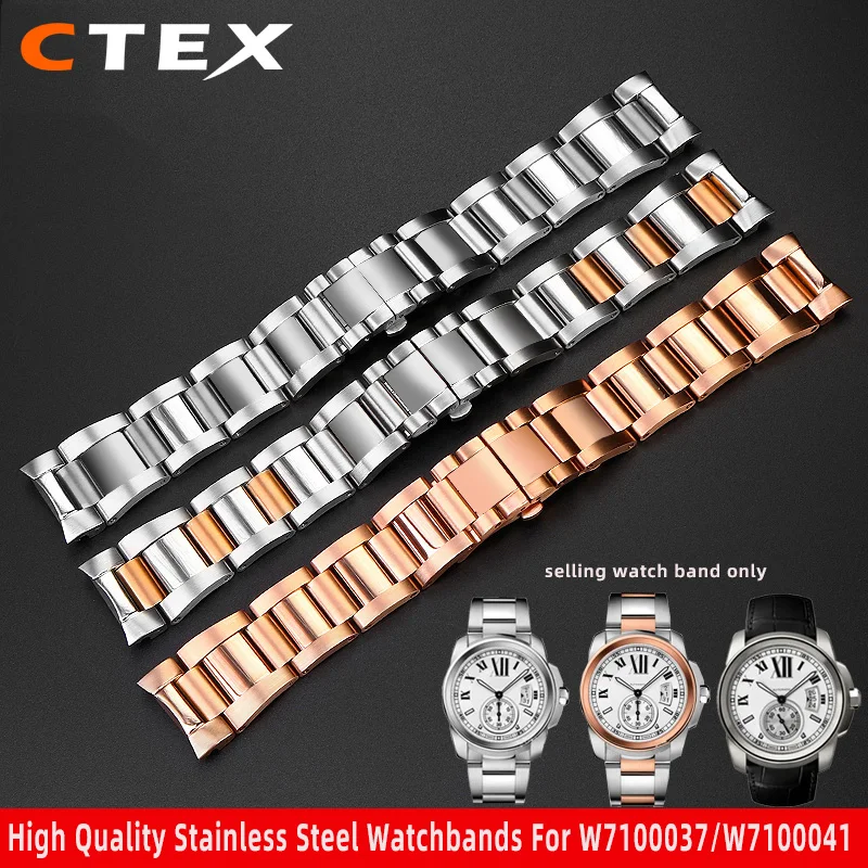 23mm High Quality Stainless Steel Watchbands Fashion men Watch Strap Band for fit C-artier W7100037/W7100041 Accessories