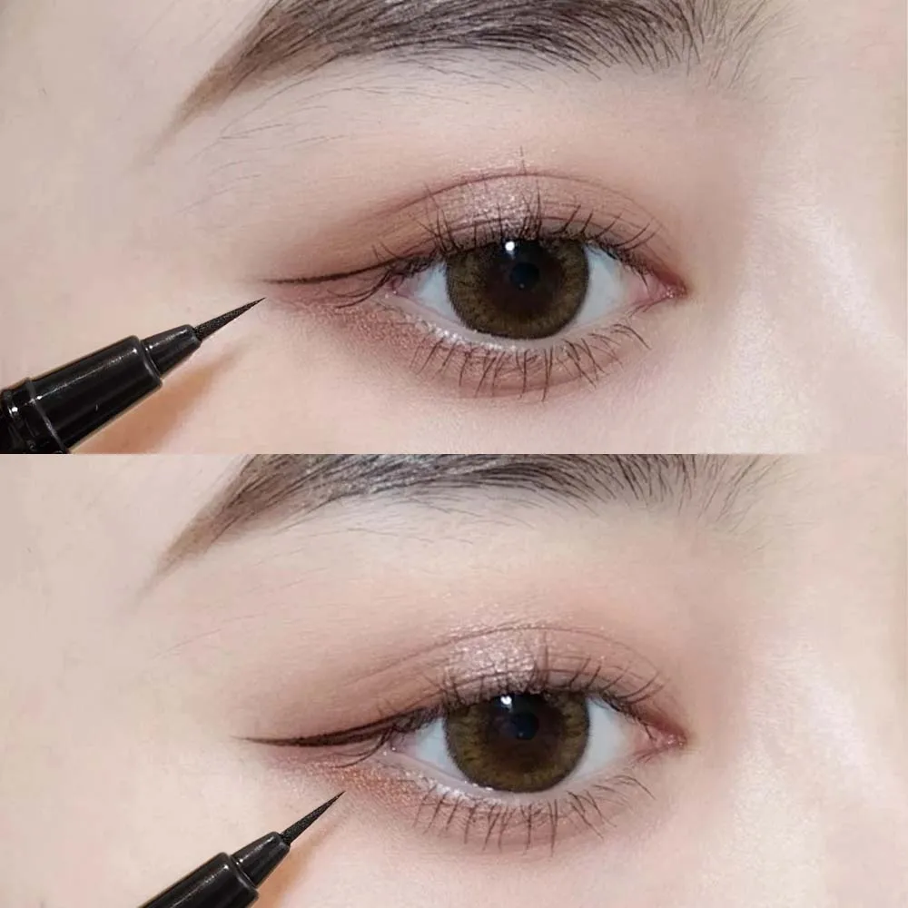 Glatter flüssiger Eyeliner-Stift wasserdicht schwarzbraun wisch feste Eyeliner langlebige untere Wimpern leicht zu tragender Make-up-Anfänger