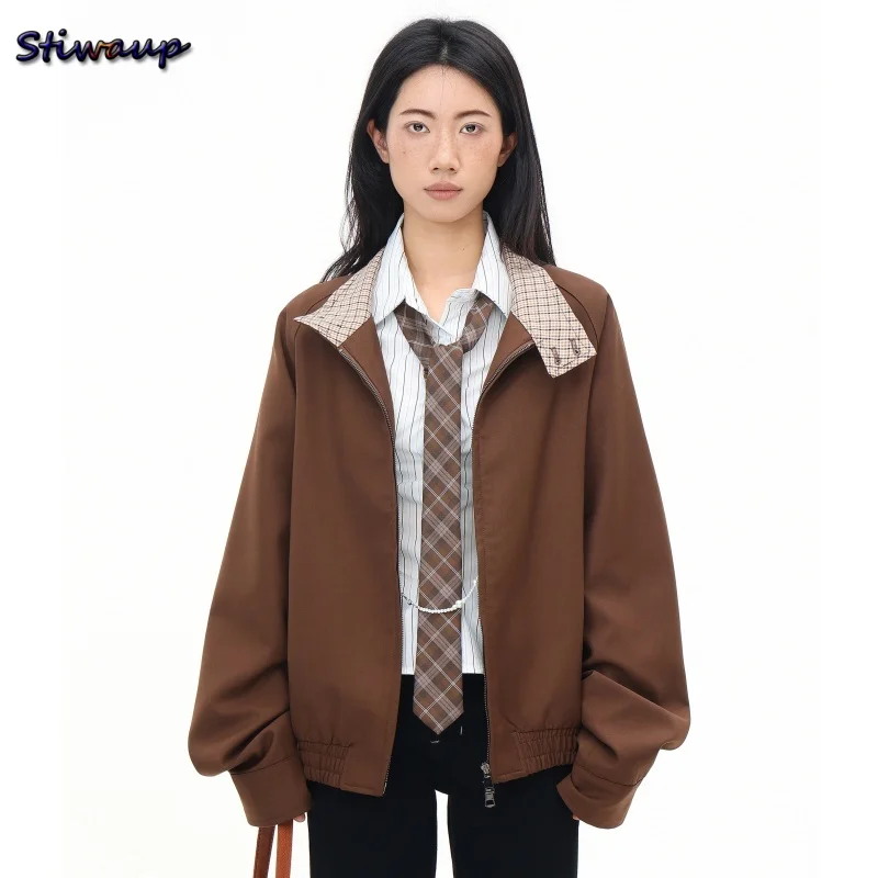 

Women's Bomber Jacket Korean Reviews Many Girls Clothes Premium Brown Minimalist Woman Jackets 2025 New Trendy Women's Clothing