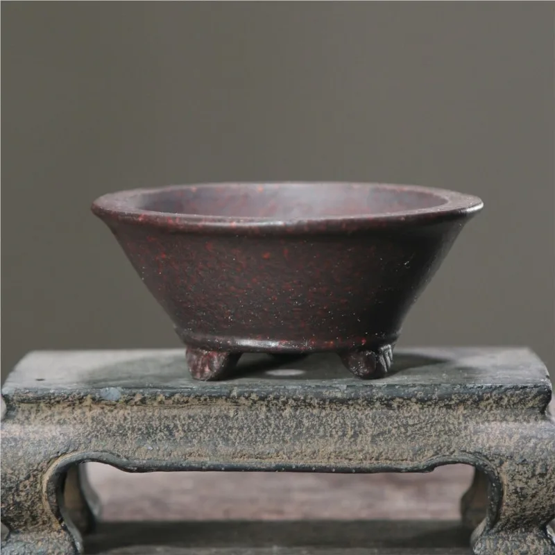 Purple Sand Flowerpot Chinese Handmade Bonsai Pot Vintage Mini Yixing Succulent Flowerpot Household Decorative Flower Pot LE483