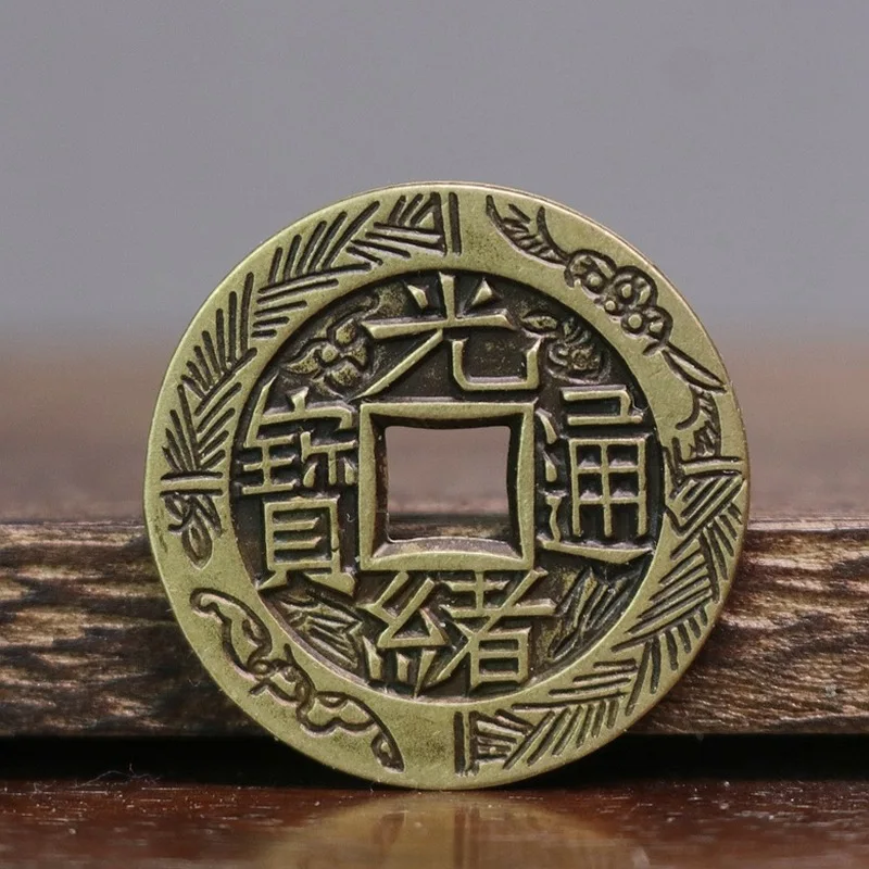 Brass Five Emperors , Ancient , Copper Coin Collection, Guangxu Tongbao, Decorative , Engraved Mother Coins, Anti