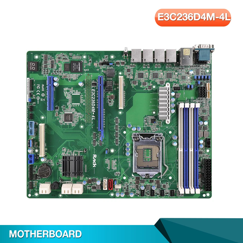 Server Motherboard  E3C236D4M-4L For ASROCK LGA1151 C236 DDR4 Support E3-1200 V5 V6