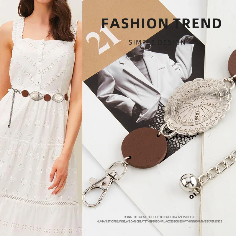 

New Maillard Metal Women Waistband Belt Fashion Dress Coat Sweater Chain Belt for Ladies