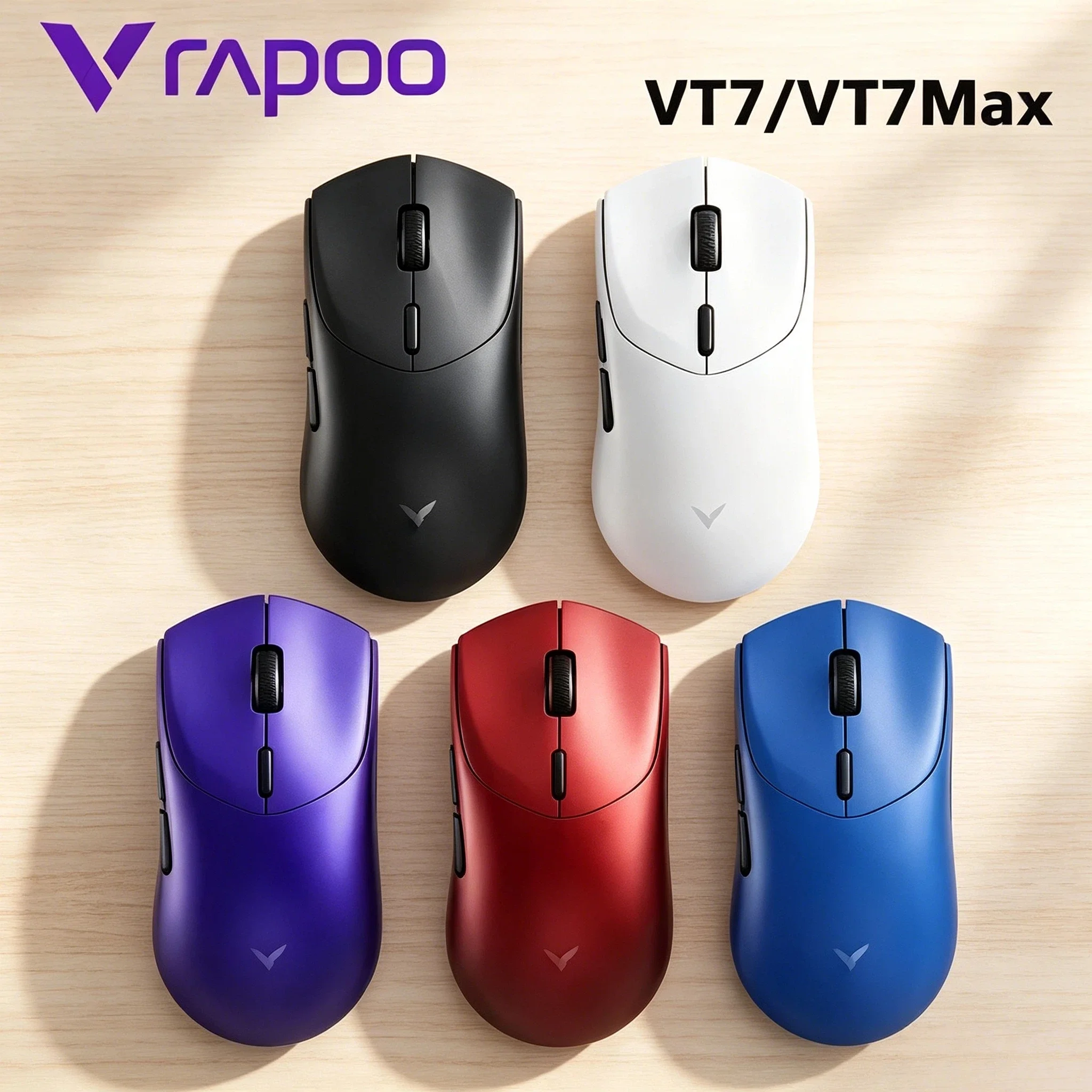 Rapoo VT7 MAX GEN Gaming Mouse 53g Super Light True 8K Polling Rate Wireless Up to 750Hr Battery Performance New Gift