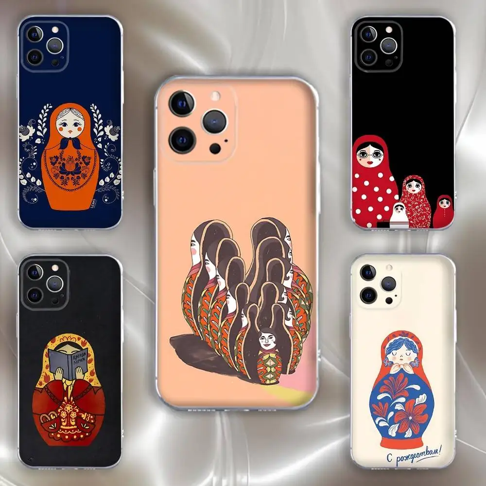 

Russian Dolls Matryoshka Phone Case For iPhone 16,15,14,13,12,11 Pro,Max,Plus,X,XS,XR,SE,Mini Transparent Silicone Soft