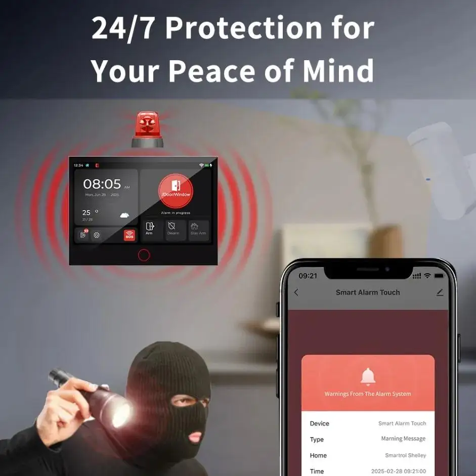 مجموعات نظام إنذار المنزل الذكي إنذار الفقرة Hogar Tuya إنذار حماية الأمن الذكي Casa Inteligente Alexa نظام أمن الوطن