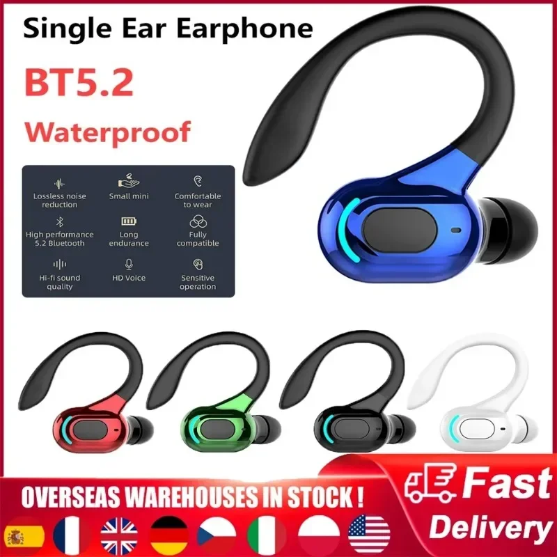 F8 Single Ear Earbuds Bluetooth-compatible 5.2 Noise Cancelling Sports Wireless Business Headphones Headset